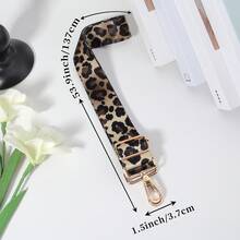 可調節寬版豹紋背包肩帶，動物紋理替換式斜背帶配金屬五金，時尚獵豹紋肩帶適用於手提包與錢包 - 彩色 - 查看 3