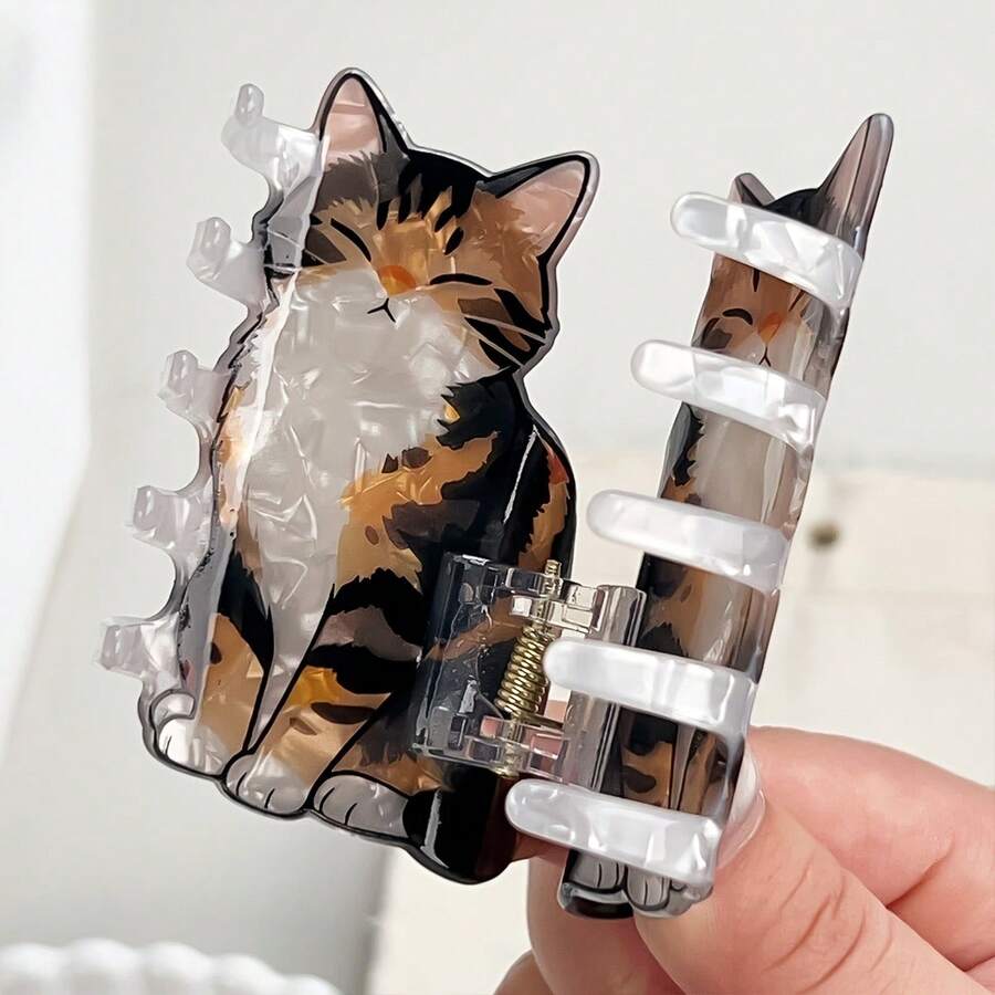 1 Stück universelle Katzen-Haarspange, bedruckte Acryl-Haarspange, süßes Katzen-Haaraccessoire, geeignet für den täglichen Gebrauch, Feiertage und Katzenliebhaber