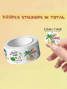 500 pièces/1rouleau Autocollants thème plage d'été : 12 designs uniques, mettant en valeur un style de plage rafraîchissant. Ces étiquettes autocollantes en PVC sont parfaites pour l'emballage cadeau, le scellage, la décoration de valises, de journaux, de cahiers, de bouteilles d'eau, de coques de téléphone et plus encore. - Taille unique - Voir 3