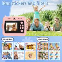 Kids Camera, Kids Instant Camera Set, Digital Camera Set, Equipped With 3 Rolls Of Film And 6 Colored Pens, Can Inspire Children's Drawing Ability. With Cute Cartoon Shaped Shell, This New Model Is Suitable As Christmas, Birthday And New Year Gift For Children Aged 3 To 12, Also Suitable As Portable Camera Toy For Boys And Girls To Record Life. - Multicolor - View 8