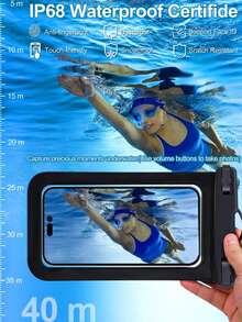 防水手機防水袋 IPX8 手機保護套，相容 iPhone 15 14 13 Pro Max Plus、Galaxy S22 S23，最高 7 吋，海灘郵輪必備防水袋，2 入（黑色 + 橘色） - 防水袋 - 查看 3