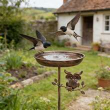 1pc Vintage Country Style Metal Bird Bath, Outdoor Wildlife Feeder, Owl Design, No Wires Or Batteries Needed, Suitable For Backyard Bird Feeding, Attracting Small Birds, Yard And Lawn Decor, Ideal Decoration For Bird Lovers, Perfect Gift Choice - Multicolor - View 7