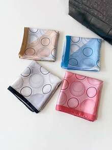 2pcs Fashionable Circle Print Lightweight & Comfortable Bandana, Unisex Versatile Head Scarf, Neckerchief, Shawl, Suitable For All Seasons - Multicolor - View 12