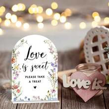 Wedding Sign, "Love Is Sweet" Modern Arched Top Tabletop Decor, Bridal Gift Stand, No Power Required, High-Quality Transparent Plastic, Modern Wedding Table Sign - A - View 4