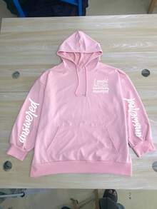 Letter Print Pattern Sweatshirt, Plus Size Women's Casual Autumn/Winter Long Sleeve Pocket Sweatshirt Sweatshirt Pink - Pink - View 3