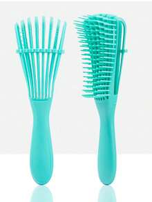 1 Stück Doppelreihiger Grobzahn-Entwirrkamm - Afro-Haare, schmerzfreies Entwirren im nassen/trockenen Zustand, Kopfhautmassage & Exfoliation, belüftet und schnelltrocknend. Für Locken, Perücken, Zöpfe, Salon & Reisen. - Mehrfarbig - Übersicht 4