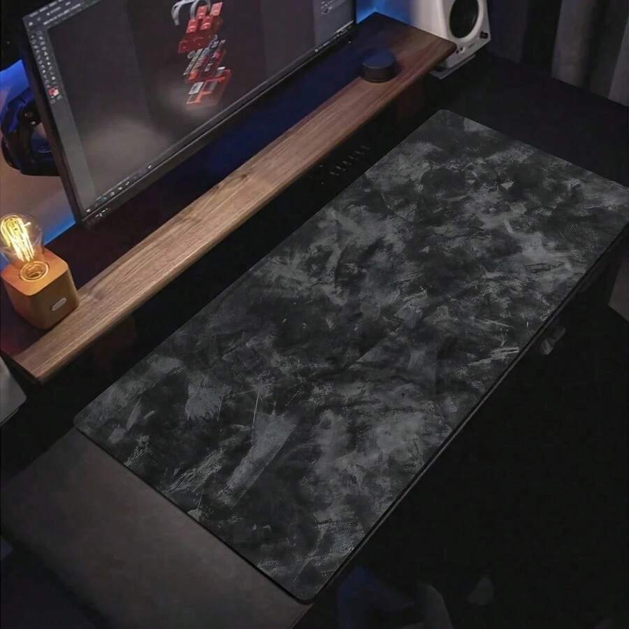 Black Textured Gaming Mouse Pad, Covers Entire Desk, Unique Gray Stone Pattern Design, Large Size Mouse Pad Can Also Be Used As Desk Mat, Study Mat Or Keyboard Mat - Mouse Pad - View 1