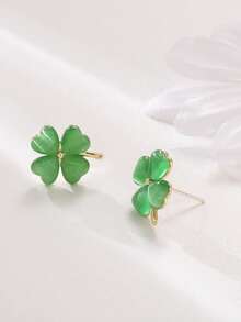 Flower Cat Eye Four-Leaf Clover Stud Earrings, Premium Niche Design, Fresh And Elegant Style - Four-leaf Clover - View 9