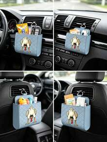 Kotak Penyimpanan Mobil Kreatif Lucu Terbalik Bergambar Ayam Kartun Lucu, Kotak Penyimpanan Ventilasi AC Mobil Gantung di Bagian Depan Interior Mobil, Warna Biru Kabut - Ayam lucu terbalik - View 5