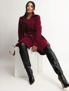Women's Overcoat, Elegant, Fitted Winter La Batida Style - Redwood - View 5