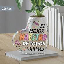 [Graduation Appreciation Memorial] "Best Teacher" Acrylic Decor In Spanish, Colorful Heart-Shaped Transparent Design, Graduation Gift From Students To Homeroom Or Subject Teachers - 1PC - View 6