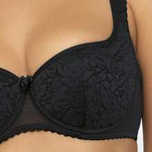 PariPari Elegant Sexy Floral Lace Balconette Push-Up Bra, Comfortable Microfiber Lingerie With Wide Set Straps For Perfect Cleavage - Black - View 4