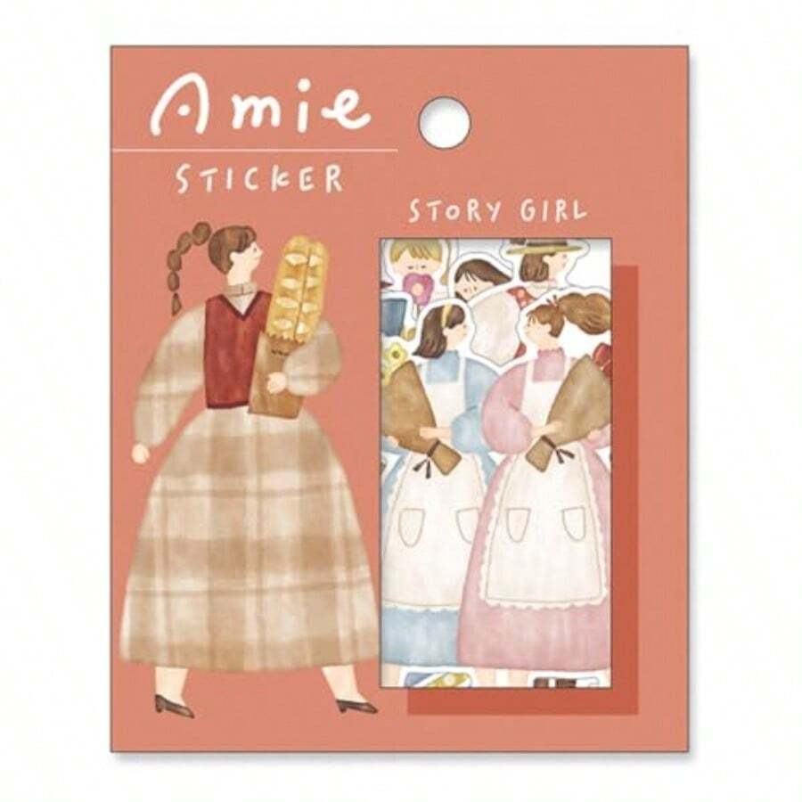 Amie Sticker アミ ステッカー かわいい フレークシール 水彩ガール 上質紙 日本製 - ストーリーガール - チェックする 1