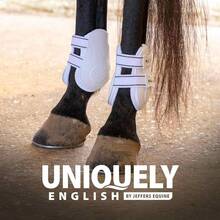 Uniquely English Fetlock Boots Horses, Pair - Breathable Neoprene Horse Leg Equine Ankles Lower Leg Support High Impact Activity Daily Use - Large Black - White + Large - View 6