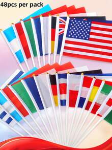 Multi-Country World Hand-Held Mini Flag Pole Flags Suitable For International Events, Sports Competitions, Carnivals, Festivals, Bars, Home Party Decorations, Cheering Props - Hand-held Flag - View 8