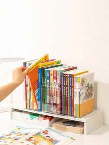 1/2 piezas Estantería transparente para revistas, organizador de correo, estantería de escritorio, estantería transparente para carpetas, soporte para archivos de papel, funda para portátil y libros, soporte organizador de libros de plástico con múltiples compartimentos - Soporte de archivos de escritorio transparente, oficina, hogar, decoración de estantería - Transparente - Ver 9