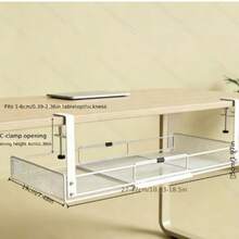 1pc Large Capacity No-Drill Metal Under-Desk Cable Management Tray, Minimalist Solid Color Rectangular Mesh Basket, Clamp-On Installation, Wire Storage Organizer, Home Office Desk Cable Management Tool - View 3