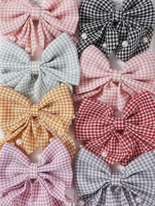 8pcs/Set Colorful Fabric Pearl Butterfly Hair Clips, Hair Accessories For Girls, Everyday Use - Multicolor - View 2
