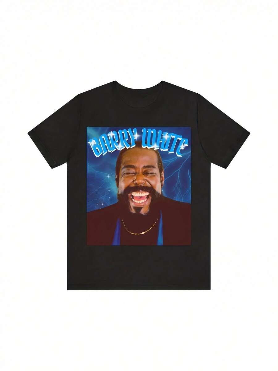 Men's Music Lover Pattern T Band-Style Short-Sleeve Streetwear Top - 黑色 - 查看 1