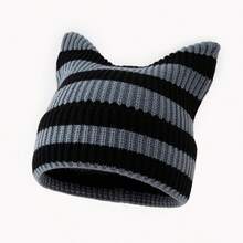 1pc Women's Fashion Faux Fur Ear Knitted Hat, Suitable For Autumn/Winter Daily Wear - A - View 11
