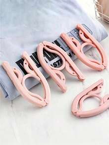 1pc Pink Portable Foldable Travel Clothes Hanger, No Clips, Foldable Clothes Drying Rack, Anti-Slip Design, Suitable For Retail Stores, Essential Cruise Accessory - Multicolor - View 4