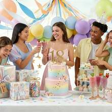 Pastel Balloons Latex Party Balloons With Pastel Streamers, Star Garland And Gold Number Balloon, Birthday Decorations For Women Girl, Multicolor Macaron Balloons For Birthday Rainbow Party Baby Shower Wedding Decorations - 21st Birthday - 查看 4