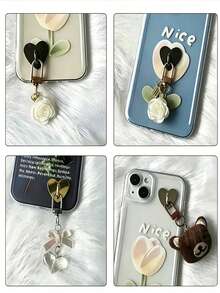 All-In-One Heart-Shaped Metal Phone Case Accessories - Heart-Shaped Hook, Phone Ring, Phone Keychain, Metal Phone Ring - Multicolor - View 2