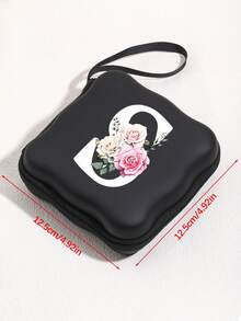 Personalized Letter Floral EVA Storage Bag Earphone Storage Pouch Portable Mini Zipper Small Item Storage Bag Data Cable Coin Key Organizer - Multicolor - View 4