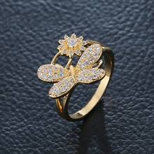 1件優雅設計蝴蝶花朵密鑲鋯石女款戒指，適合日常、約會與通勤的精緻配件 - 戒指 - 查看 14