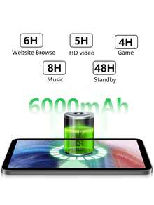 Qetupa 10.1 Inch Android 15 Tablet, 8GB RAM+256GB ROM, T606 Octa-Core 1.6GHz Processor, 5MP Front Camera & 8MP Rear Camera, 6000mAh Large Battery, FHD(1920x1200) IPS Touchscreen, BT 5.2 & 802.11ax WiFi 6 (No Adapter) - View 5