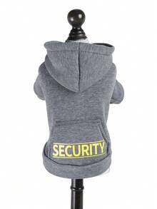 1件寵物衣服，狗/貓服飾，小型犬/幼犬可愛舒適連帽衫系列，黃色「SECURITY+」連帽口袋運動衫 - 灰燼灰 - 灰色 - 查看 1