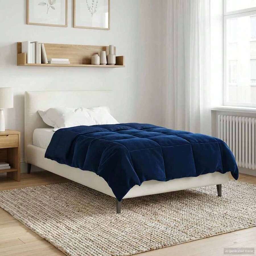 Ganzjahresbettdecke Dunkelblau 140 x 220 cm Mikrofaser - A - Übersicht 1