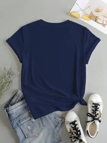 Custom "I Love You" Theme T-Shirt - Add Your Own Text And Photos (Couple Photos, Etc.) And Choose Your Favorite Font Style And Color Sports - Navy Blue - View 4