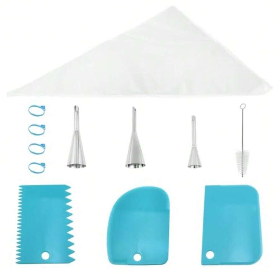 Fluffy Cream Filling Pi Tip Paper Cupcake Filling Stainless Steel Hnut Filling Pi Techniques For Cakes Paper Cupcakes Pastries Expanded Hnuts And Filling Cream 61PCS - Silver Blue - View 1