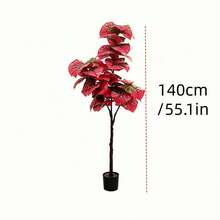 1pc 47.2/55.1in Height Large Artificial Green Plant (Pot Not Included), Faux Branch Large Artificial Green Plant, Tropical Tree, Suitable For Home, Office, Party, Outdoor Decoration, Fake Plant, Room, Desk, Garden Decoration, Room Decoration Material, Valentine's Day, Gift, Birthday Gift - Multicolor - View 9