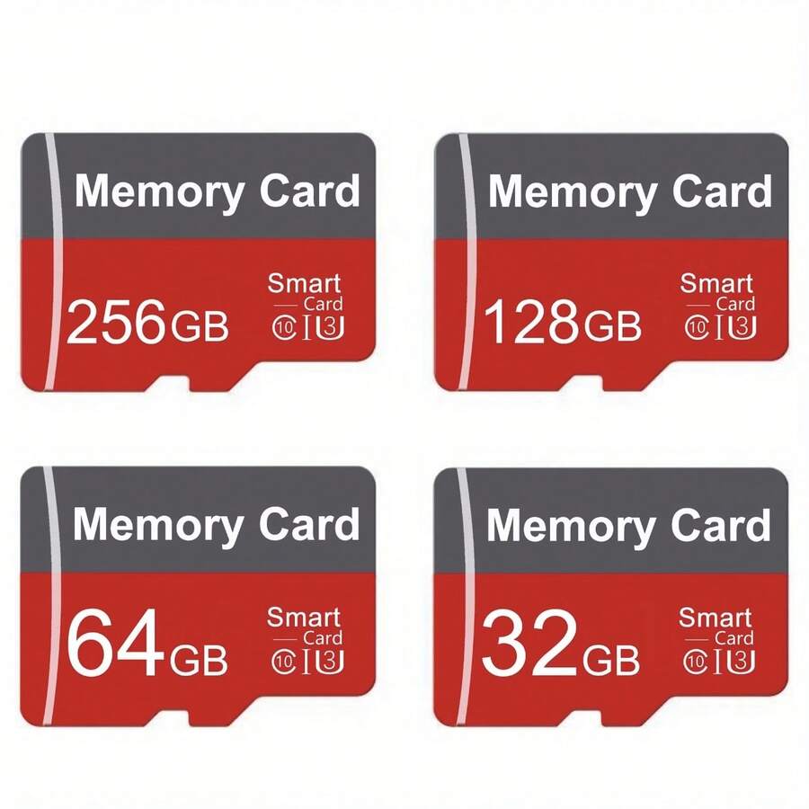 1PC Memory Card 256GB,128GB, 64GB, 32GB, High-Speed TF Card, Storage TF Card; Compatible With Tablets, Cameras, Smartphones, Dashcams, Car Audio Systems, And Gaming Consoles - Reddish-gray - View 1