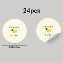 24/48 Pcs Pack Lemon Thank You Round Stickers Cream Color With Lemon Slice And Green Leaf Design Suitable For Wedding Party Favors And Gift Tags School Supplies - Round - View 11