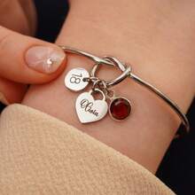 Regalo per compleanno importante, braccialetto con nodo dorato, braccialetto personalizzato con pietra di nascita a forma di cuore - Cuore multicolore - Visualizzare 4