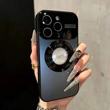 Phone Case - Luxury Glassy Lens Protection Electroplated Magnetic Phone Case Compatible With Iphone 17 Pro Max 17 Pro 17 16 Pro Max 16 Pro 16 15 14 13 Cases Wireless Charging Shockproof Hard Back Cover - 黑色 - 查看 1