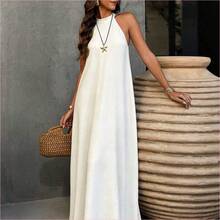 . . Vestido estilo bohemio vintage con espalda descubierta y corte evasé, de elegante color albaricoque, adecuado para el Día de San Valentín, la playa y las vacaciones de verano - Mostaza Amarilla - Ver 7