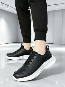 Men's Sports Shoes, Unisex Couple Shoes 36-45, Plus Size Casual Shoes, Rainproof Outdoor Shoes, Running Shoes, Daily Versatile Thick Sole Platform Chunky Sneakers, All Season New Style - Black and White - View 6