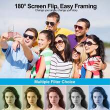Máy ảnh, Máy ảnh kỹ thuật số zoom kỹ thuật số 4X cho vlogging, màn hình IPS 2.4'' có thể sạc lại, máy ảnh chụp ảnh chuyên nghiệp cho thanh thiếu niên, hỗ trợ chụp ảnh, quay video và webcam, (pin sạc 800mAh, 2.96Wh) - Xem 6