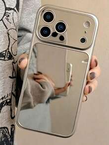奢華電鍍鏡面相機保護手機殼，適用於 iPhone 17 Pro Max 17Pro 17 16 15 14 13 Pro Max 17Air 時尚保護後蓋 - 銀色 - 查看 1