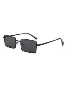 1 Pair Men's Black Rectangular Metal Frame Retro American Street Style Fashion Glasses - Black - View 2