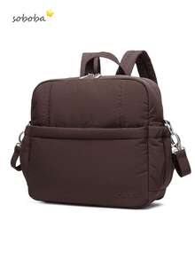 SOBOBA 1pc Waterproof Solid Color Nylon Mommy Backpack, Large Capacity, Stroller Hanging, Multi-Pocket Diaper Bag, Suitable For Picnic And Outings - Multicolor - View 13