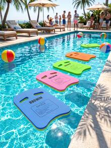 1pc Fun Easy-Grip Swimming Kickboard, Thick EVA Foam Pool Training Board, Aesthetic Dual-Color Swimming Buoyancy Equipment, Summer Water Fitness Swimming Accessory, Gift For Beginner Swimmers, Bright Color Adult Pool Float, Summer Pool Party Gift - Multicolor - View 3