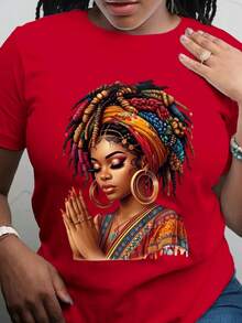 Short-Sleeved T-Shirt With African Pattern, Suitable For Women, Universal For All Seasons, Breathable, High-Quality Fabric, Casual, Machine Washable And Durable. - Back - View 7