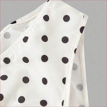 MOD Vestido elegante de longitud media con estampado de lunares y espalda descubierta, para verano - Blanco y Negro - Ver 8