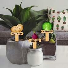 New 15/Set Wooden Plant Labels - 15 Styles Of Signs, Suitable For Indoor Patio Potted Plant Marking, Reusable, Unique Gift Idea - A - View 5