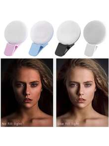 Anillo de luz LED para selfies para teléfono móvil, miniluz de relleno con Clip para fotografía, portátil, duradero, práctico, tres paradas de atenuación - A - Ver 5
